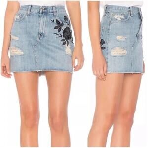 RAG & BONE Dive Denim Embroidered Mini Skirt  Sz 27